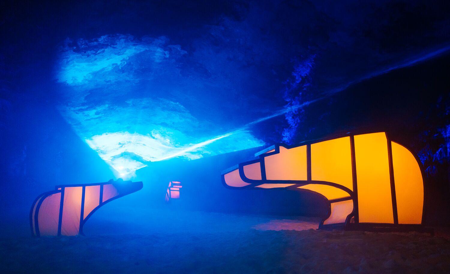 Light up polar bear Christmas lights at In Search of Christmas Spirit in Banff National Park.